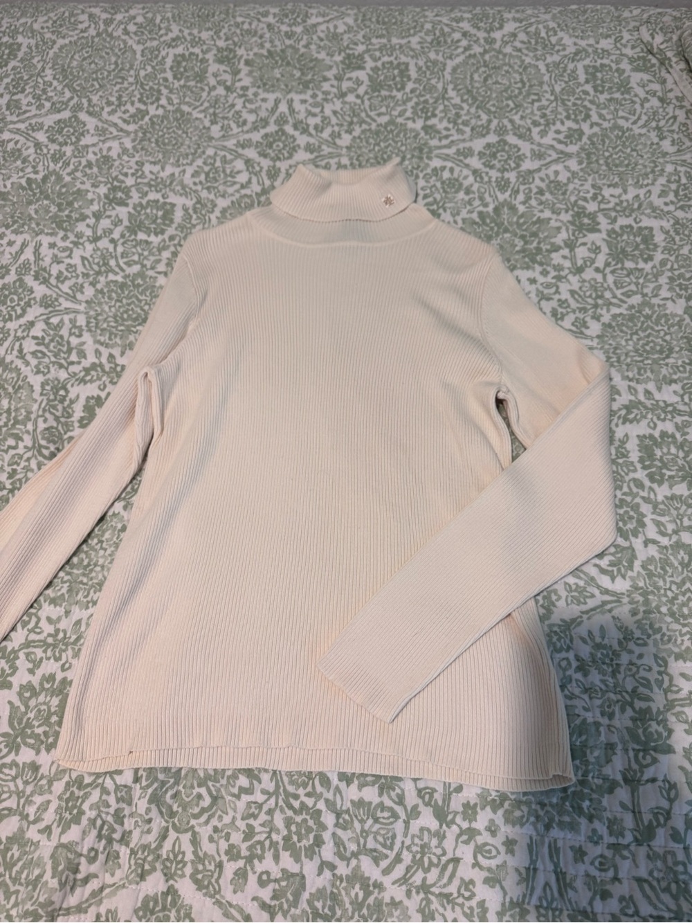 Ralph Lauren Cream Ribbed Turtleneck Sweater